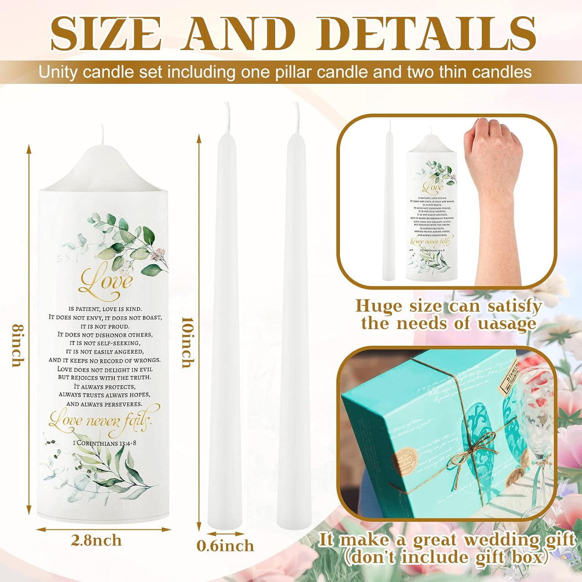 Frienda Unity Candles for Wedding Ceremony Set Wedding Unity Taper Candles Catholic Religious