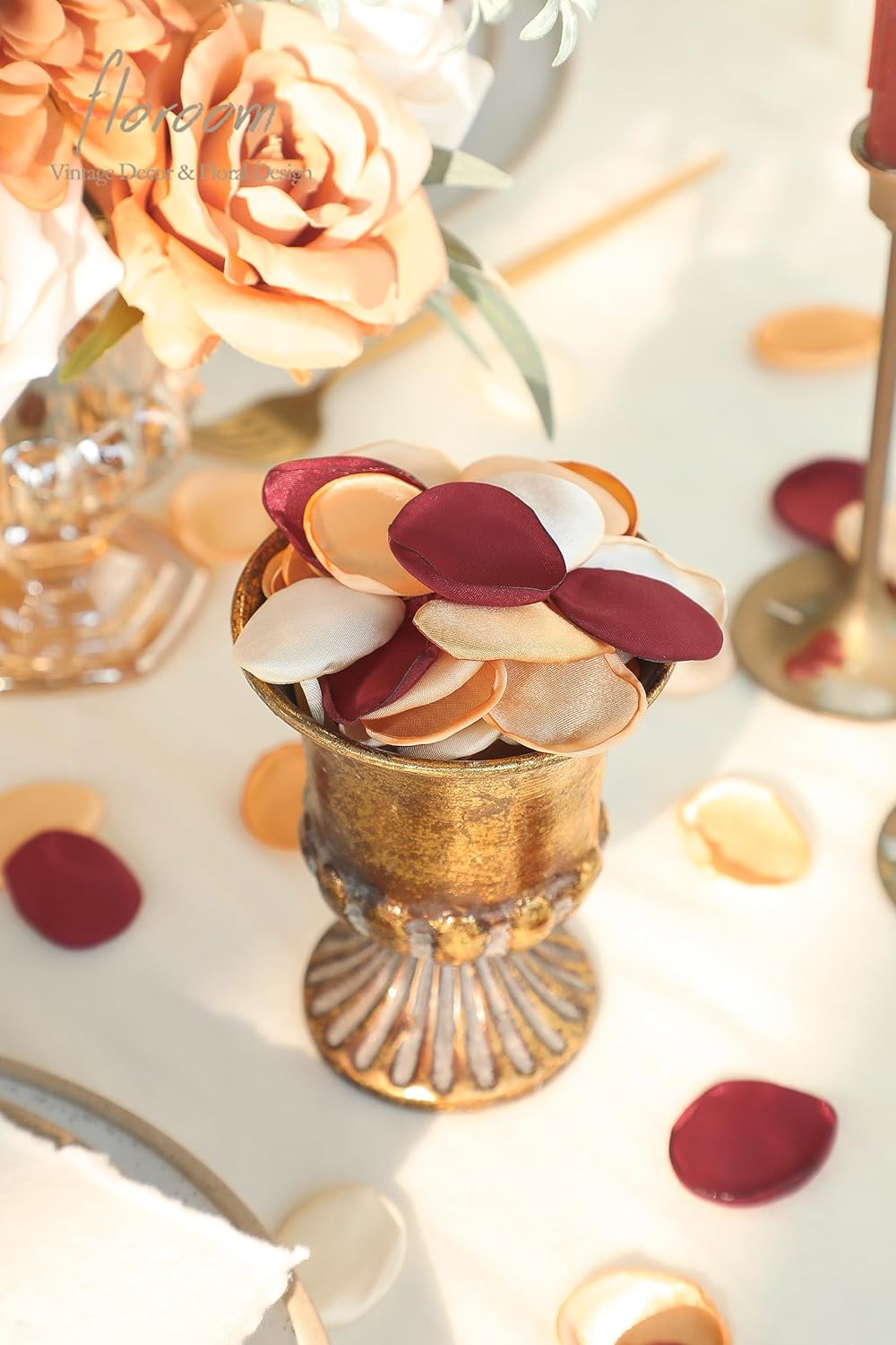 Floroom 300pcs Rose Petals Chic Terracotta Faux Silk Flower Petals Burnt Orange for Wedding Flower