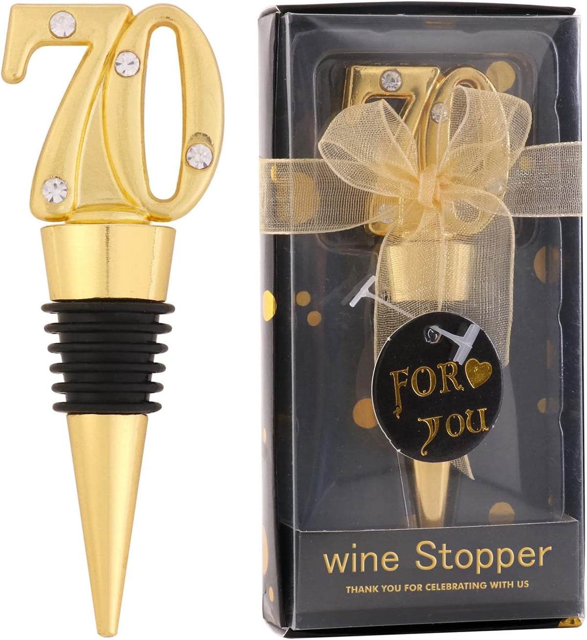 24 Pack 70th Birthday Party Favors For Guests-70 Years Old Wine Bottle Stopper With Gift Box For
