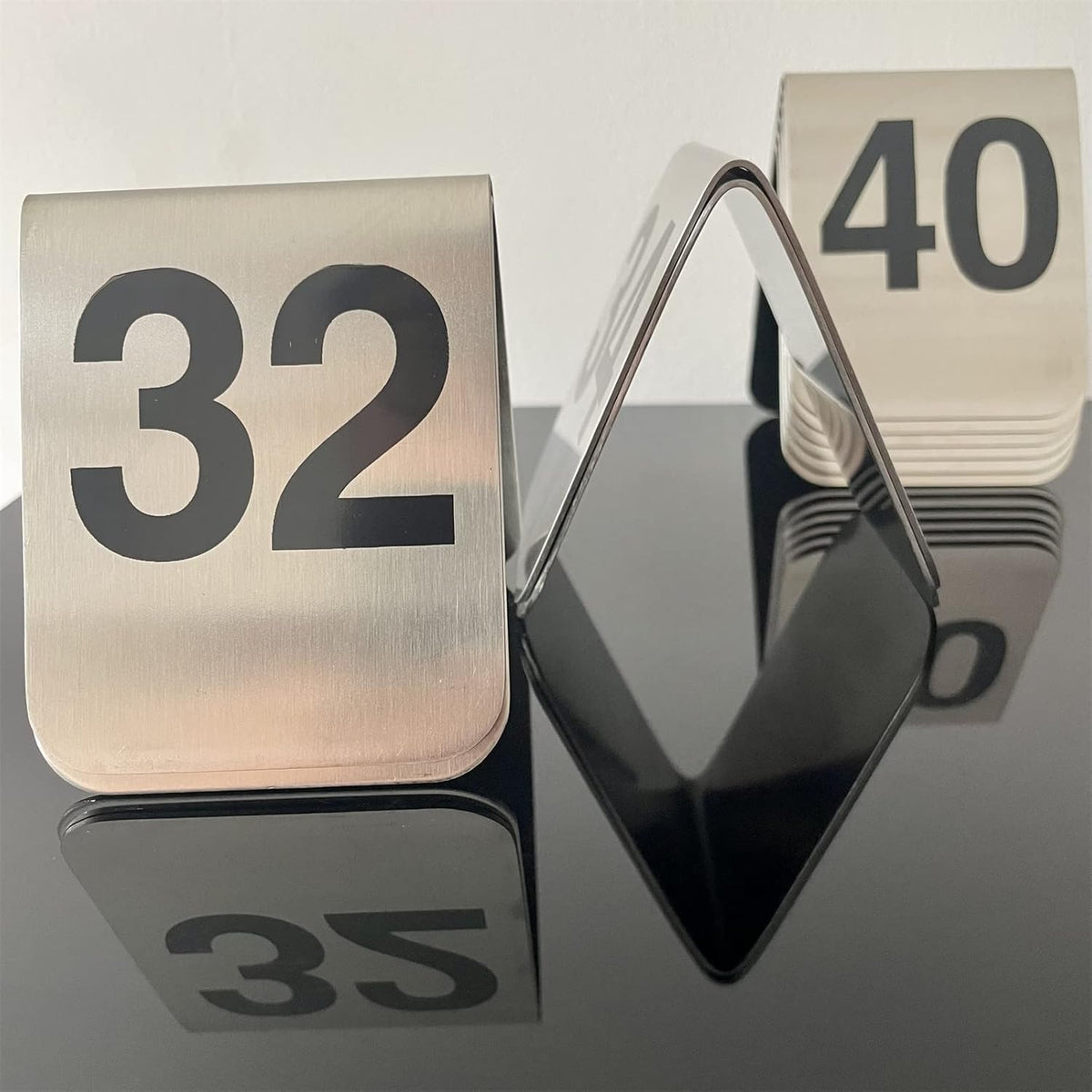 10 Pcs Metal Place Cards Stackable Tent Style Table Numbers，Place Card Holders for Celebration