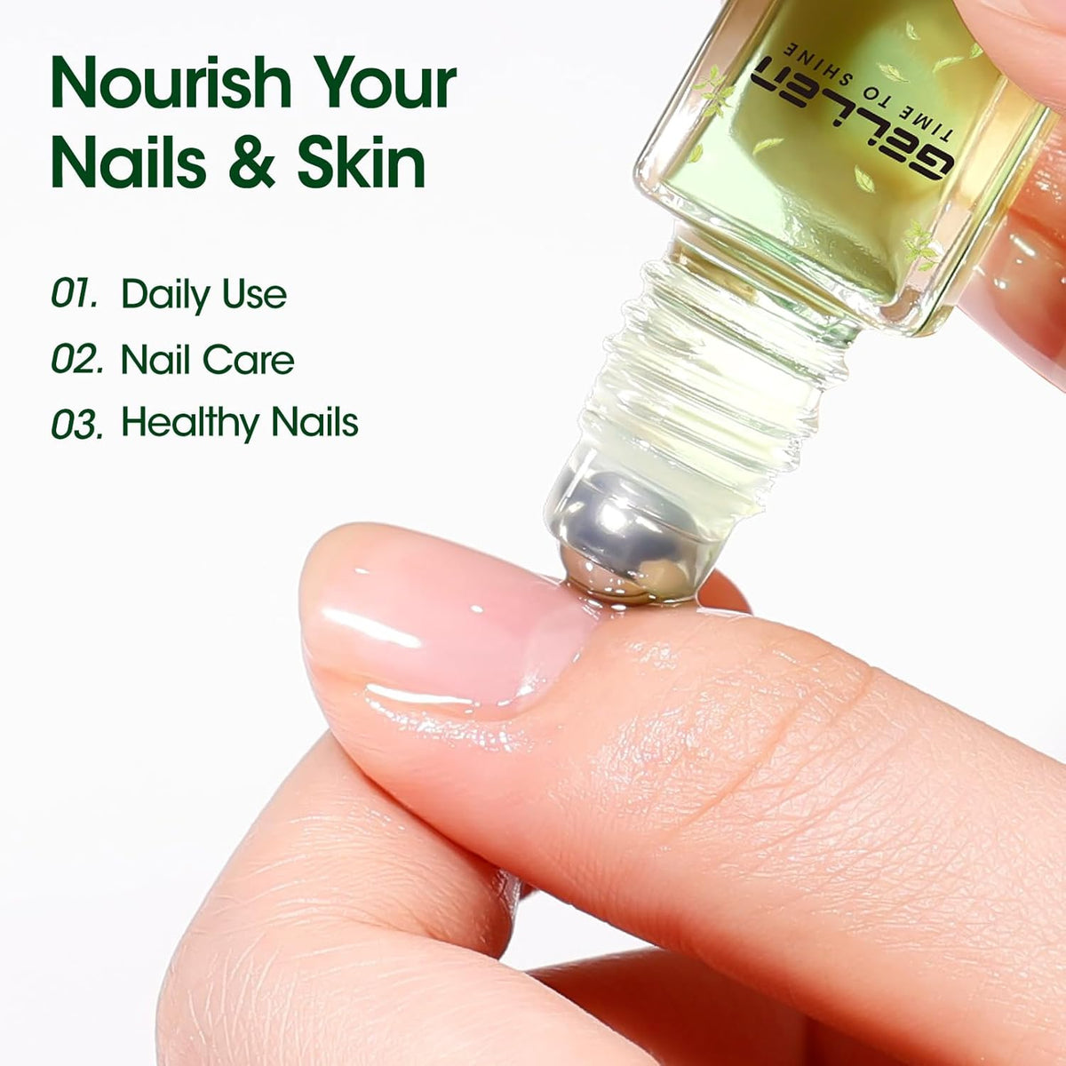 Gellen Cuticle Oil, Roll-On Nail Growth Oil, Nail Oil for Nail Growth & Repair & Strength, Green