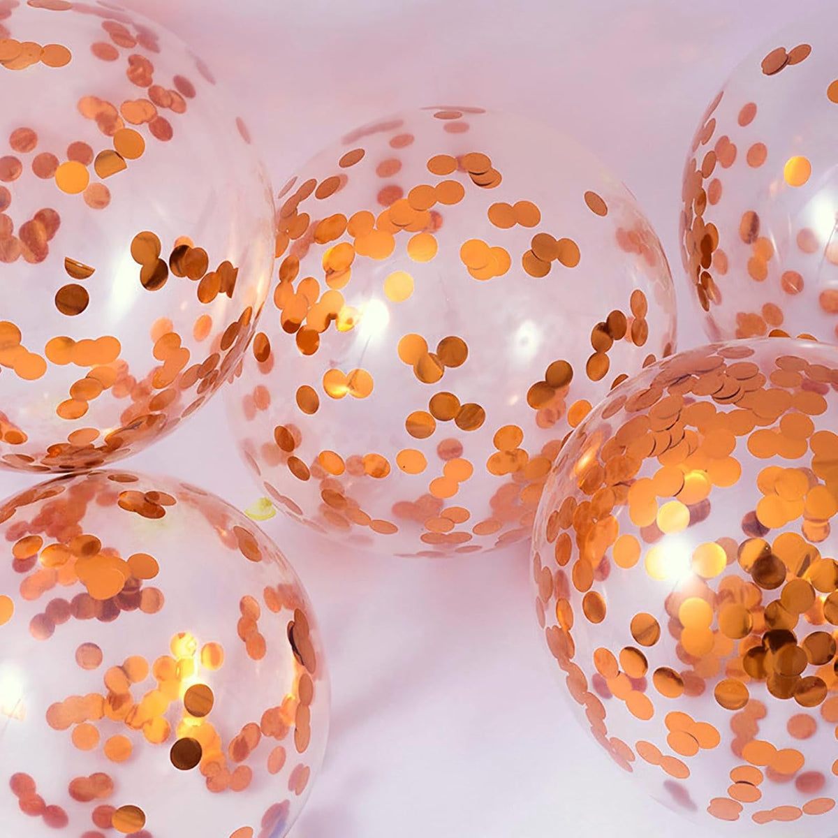 VHUWE Orange Confetti Balloons, 25 Pcs Thickened 12 Inch Clear Latex Balloon with Confetti Inside