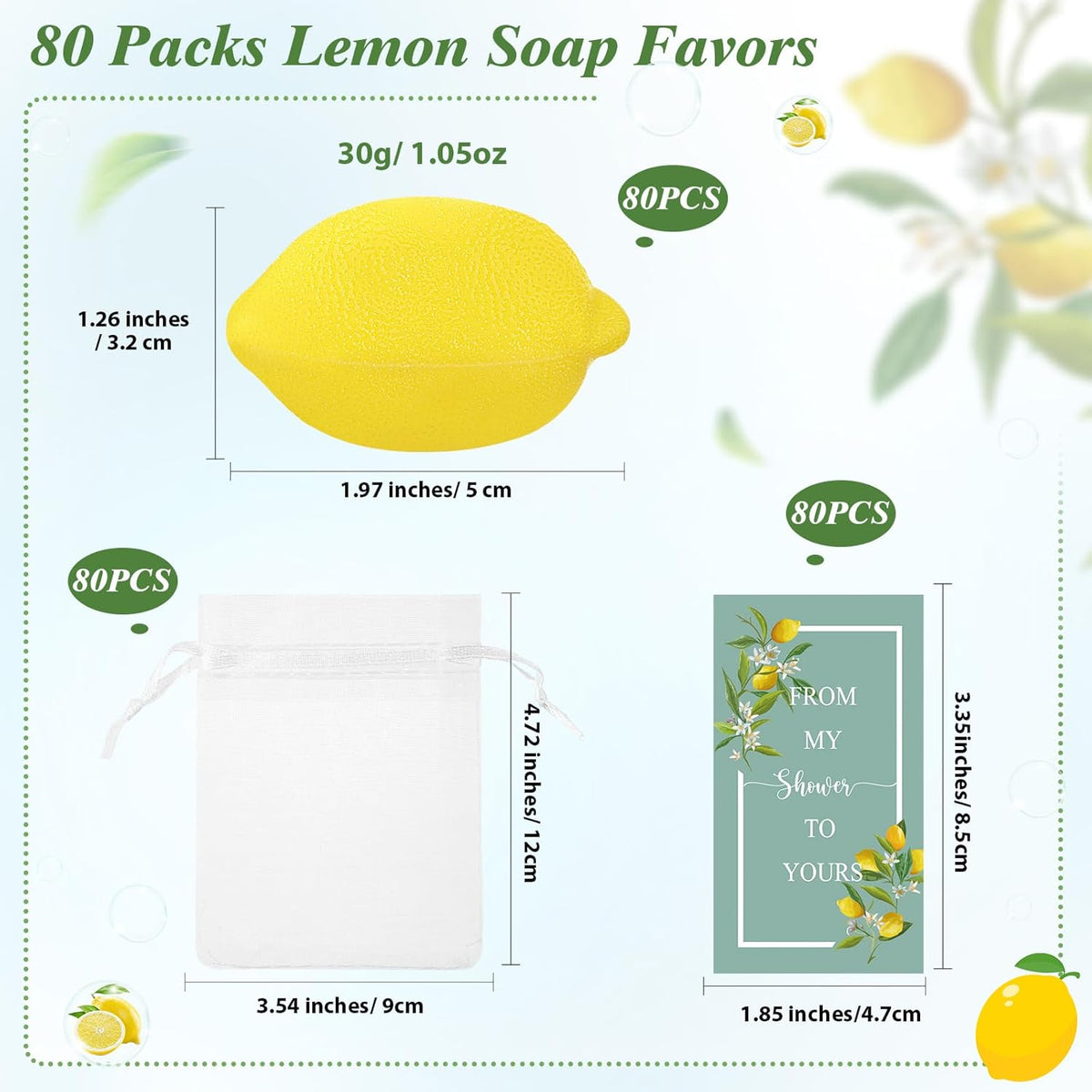 Lounsweer Set of 80 Wedding Lemon Soap Favors Mini Bridal Shower Favors Natural Lemon Shaped Soap