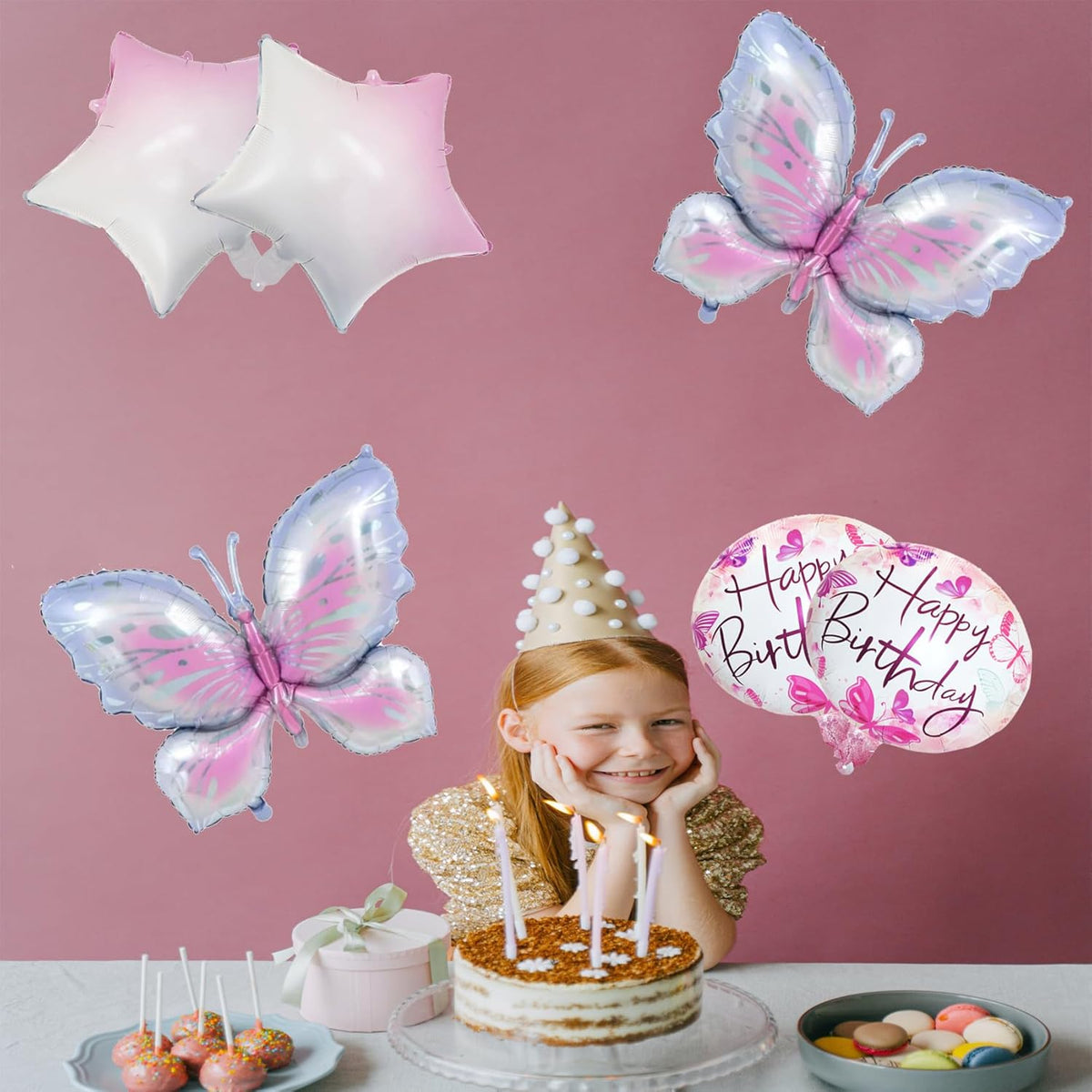 Butterfly Birthday Party Decorations Butterfly Foil Balloons for Kids Birthday Party Decoration