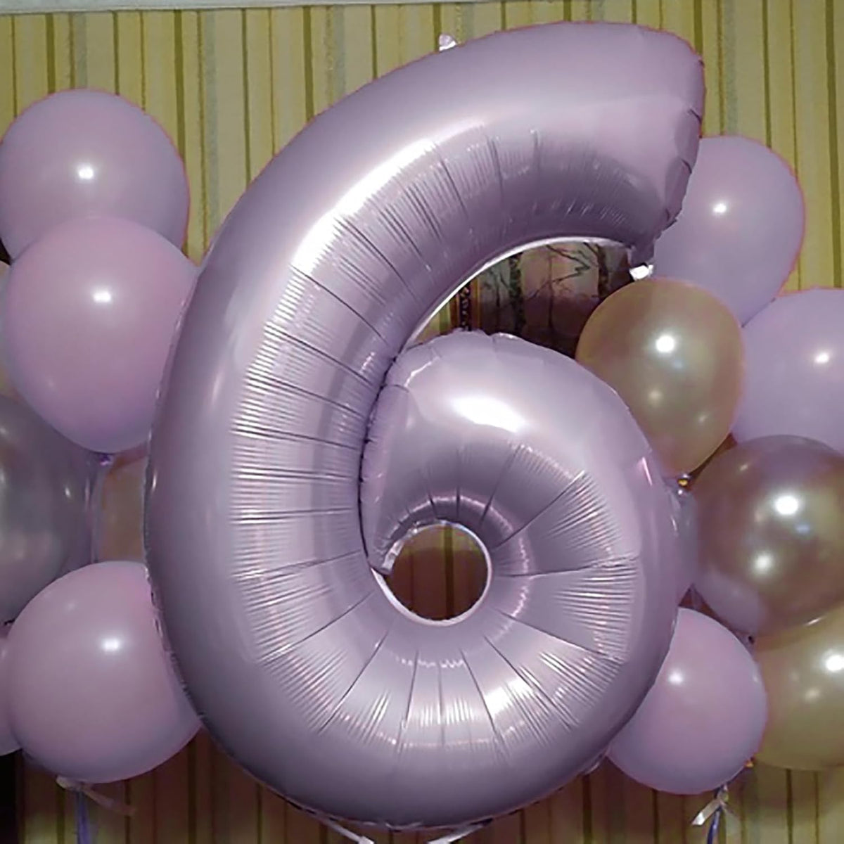 40 Inch Balloon Number 6 Light Purple, Large Foil Pastel Purple 6 Balloons Number for Women