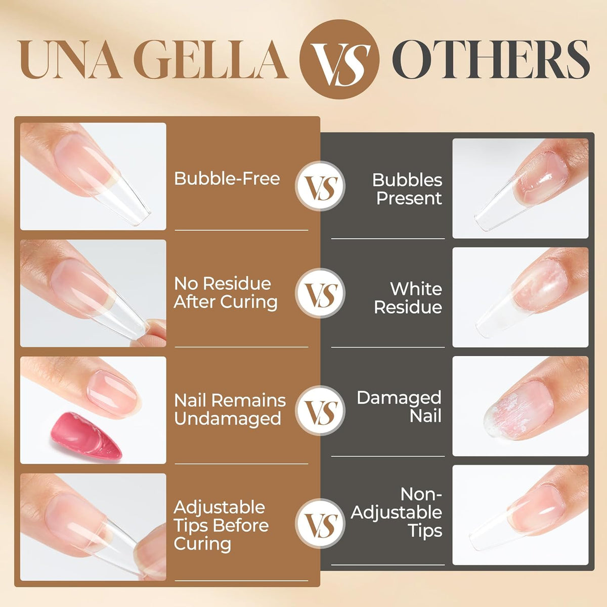 UNA GELLA 6 in 1 Gel Nail Glue for Acrylic Nails Tips 2 Pcs 10ml Super Strong Nail Glue Long