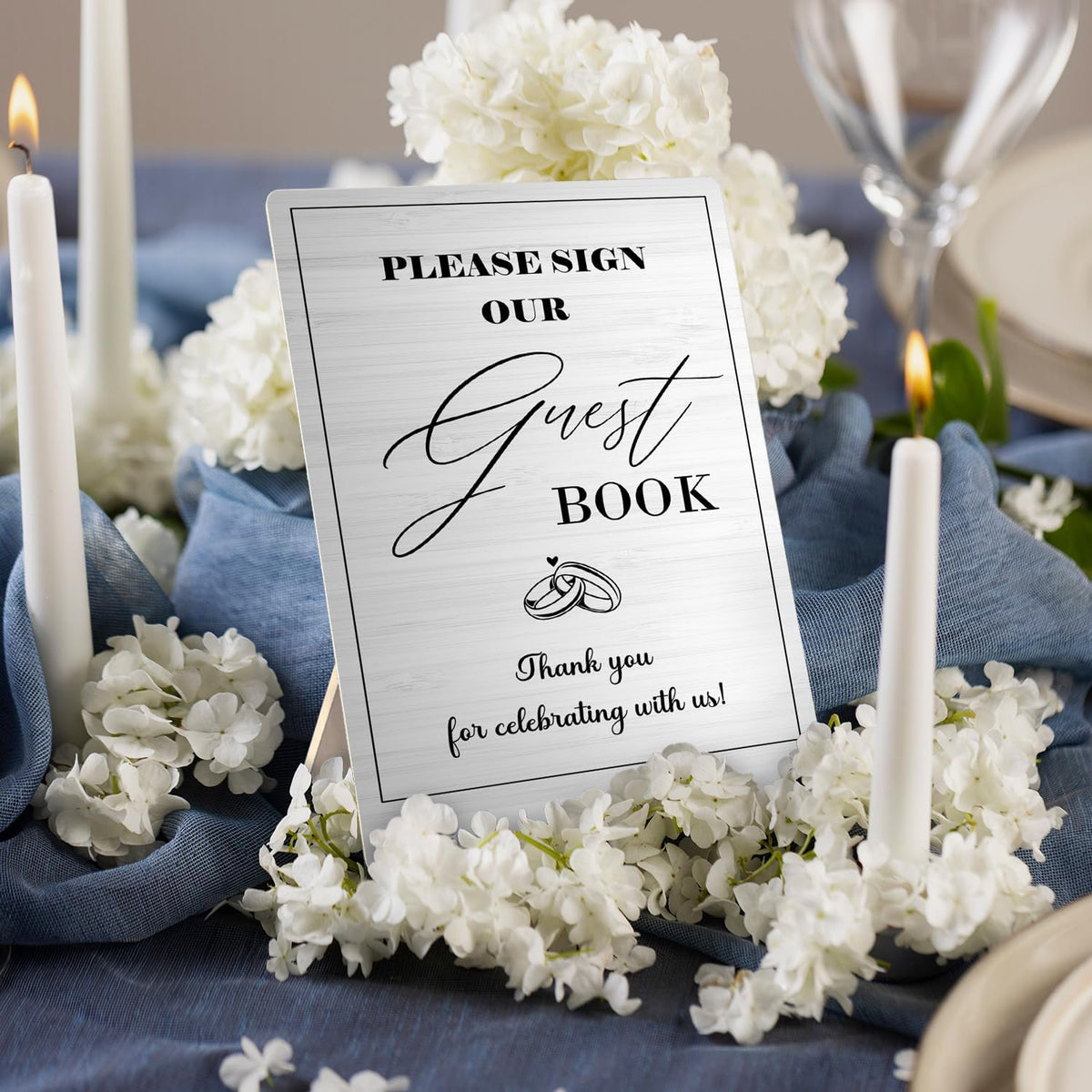 Wedding Guestbook Sign, Guestbook Wooden Sign Stand 5x7inch, Please Sign Our Guest Book Wedding