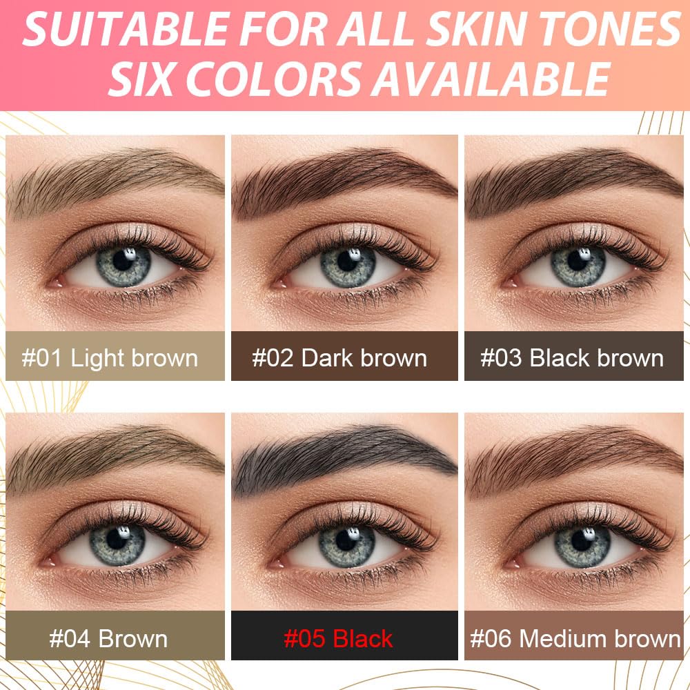 evpct 2Pcs Black Magic Microblading Dual-Ended Eyebrow Contouring Pen Brow Pencil, with 4 Brush