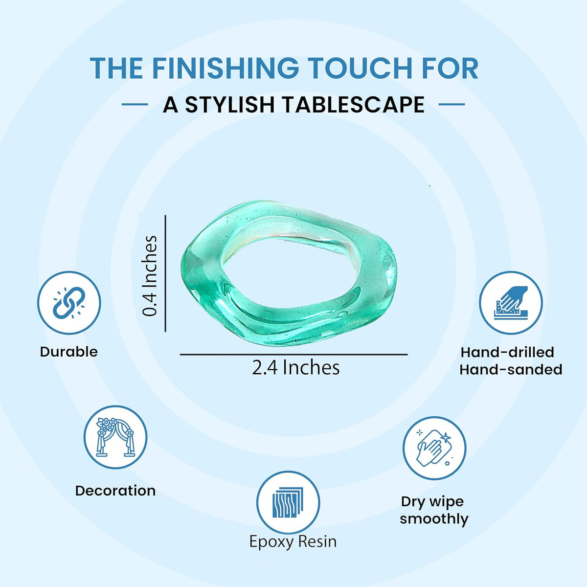 Epoxy Resin Spring Napkin Rings Set of 12 - Irregular Napkin Holders for Dining Table, Party Decor