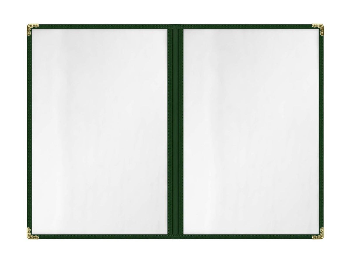 Goodsmart Restaurant Menu Covers – Green 25 Pack, 4-View 8.5" x 14", Side-Loading Vinyl & Plastic
