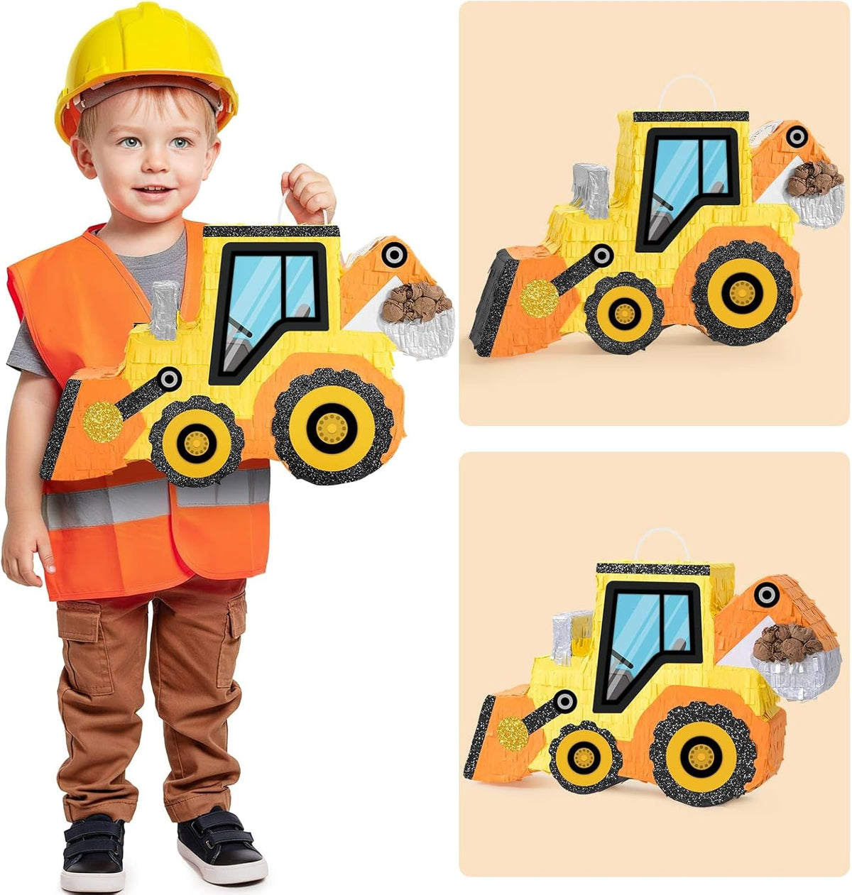 WERNNSAI Construction Pinata - Construction Party Supplies Dump Truck Pinata with Blindfold and Bat