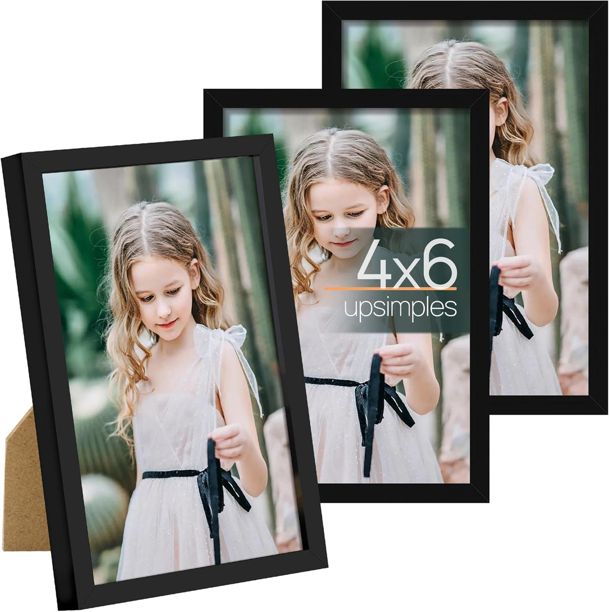 upsimples 4x6 Picture Frame Set of 3, Made of High Definition Glass for 4 x 6, Wall and Tabletop