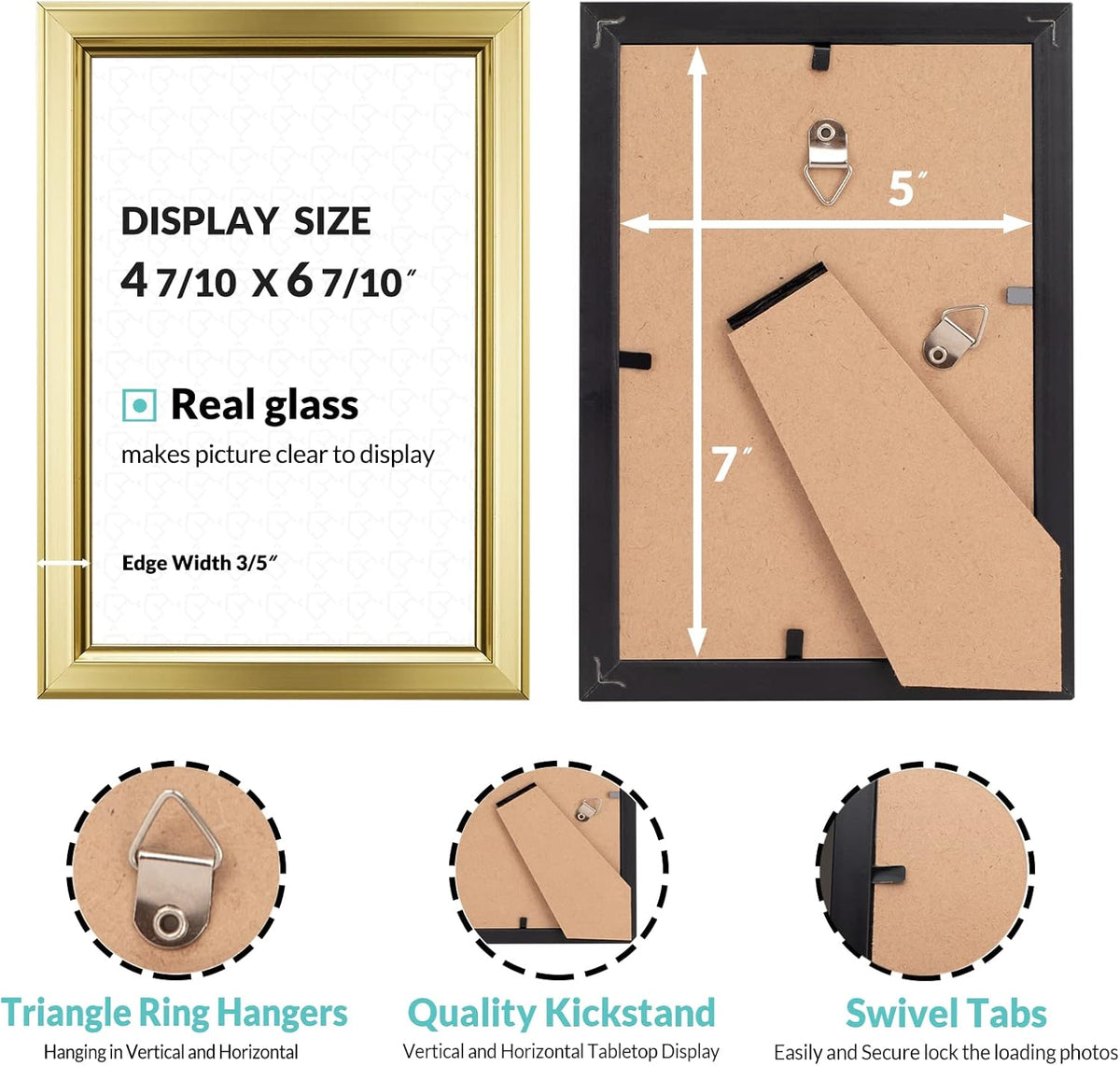 LaVie Home 5x7 Picture Frames (12 Pack, Gold) Simple Designed Photo Frame with High Definition