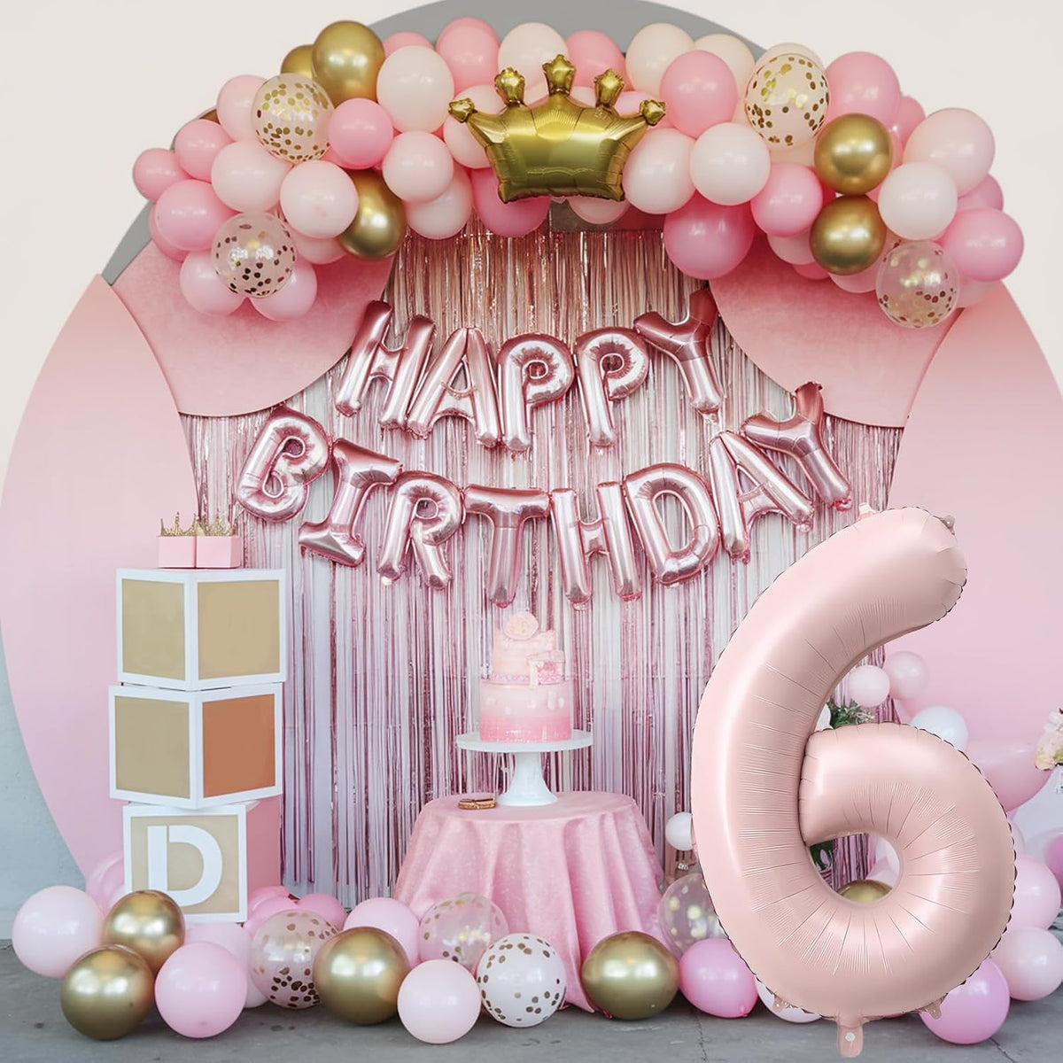 Light Pink Number Balloon 6, 40 Inch Large Self Inflating 6 Foil Number Balloons 0-9, Blush Pastel