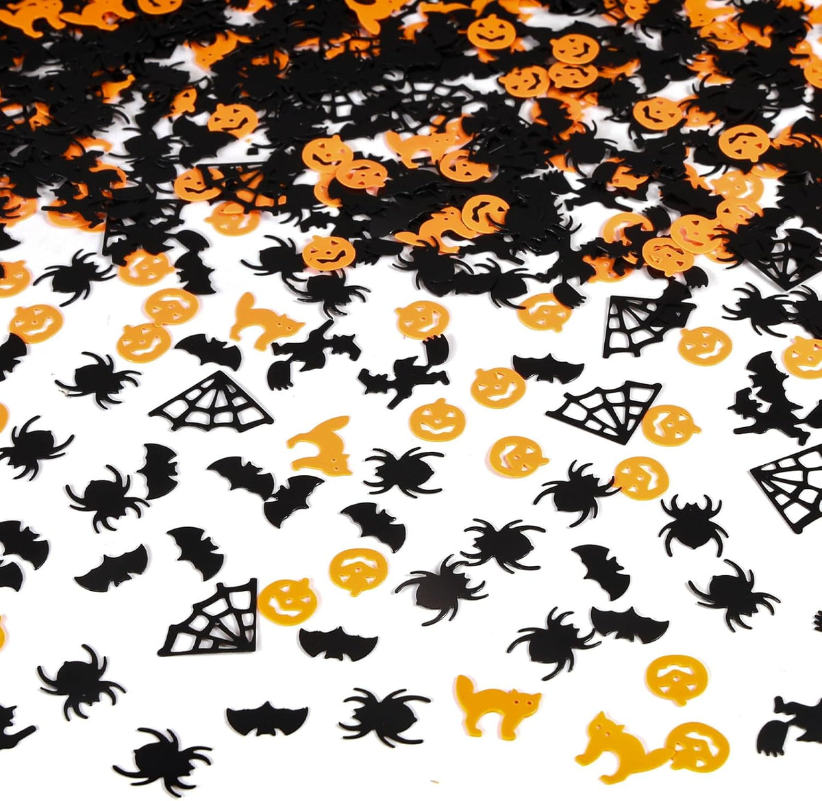 Orange and Black Halloween Party Table Scatter Confetti, 3000 Pcs Pumpkin Spider Webs Bat Foil