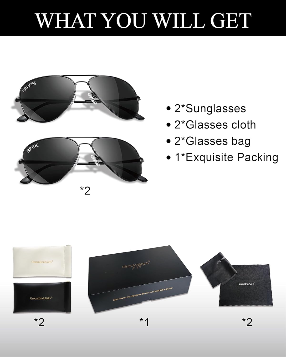 Bride and Groom Polarized Sunglasses for Wedding – UV400 Protection, Lightweight & Stylish Couple