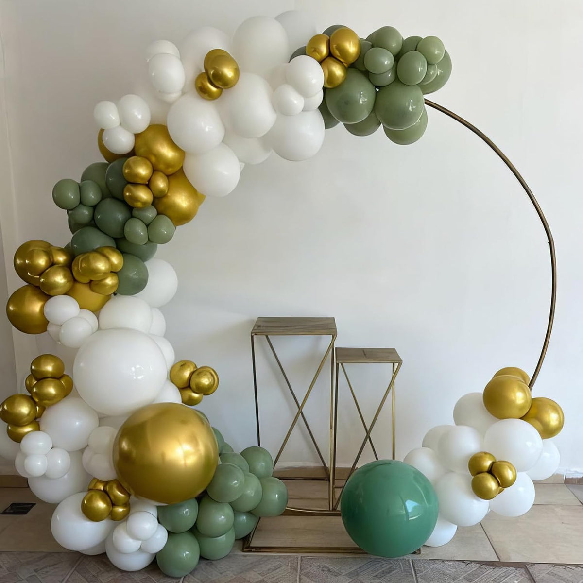 Sage Green Balloons, Sage Balloons Retro White Pearl Light Green Balloon, White Sand Gold Confetti