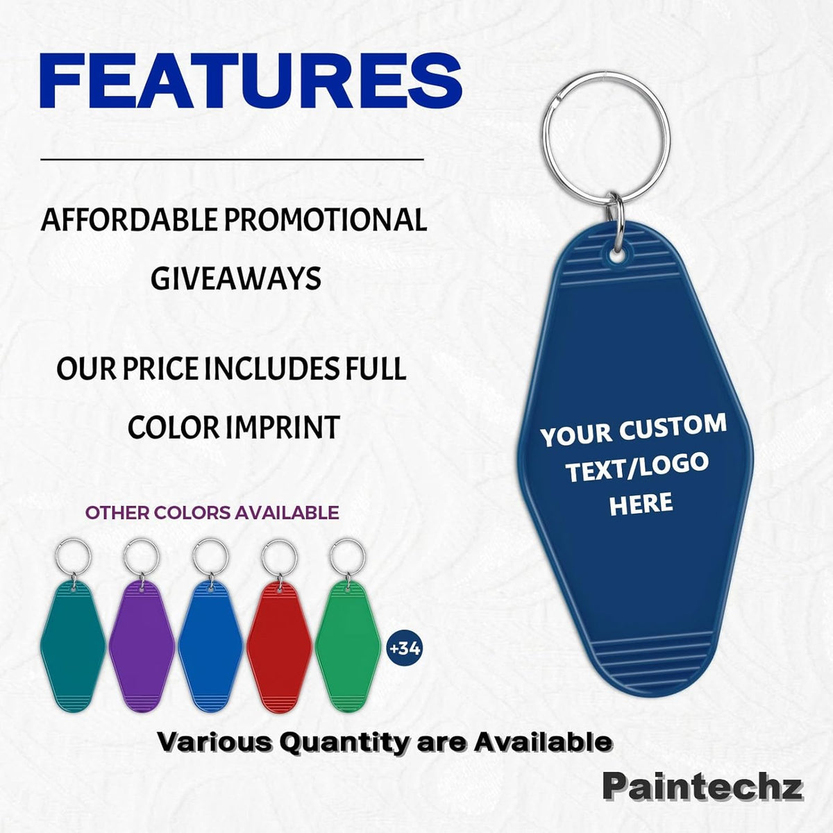 Custom Vintage Hotel Motel Keychains 700 Pack, Personalized Logo, Text Bulk - Perfect for