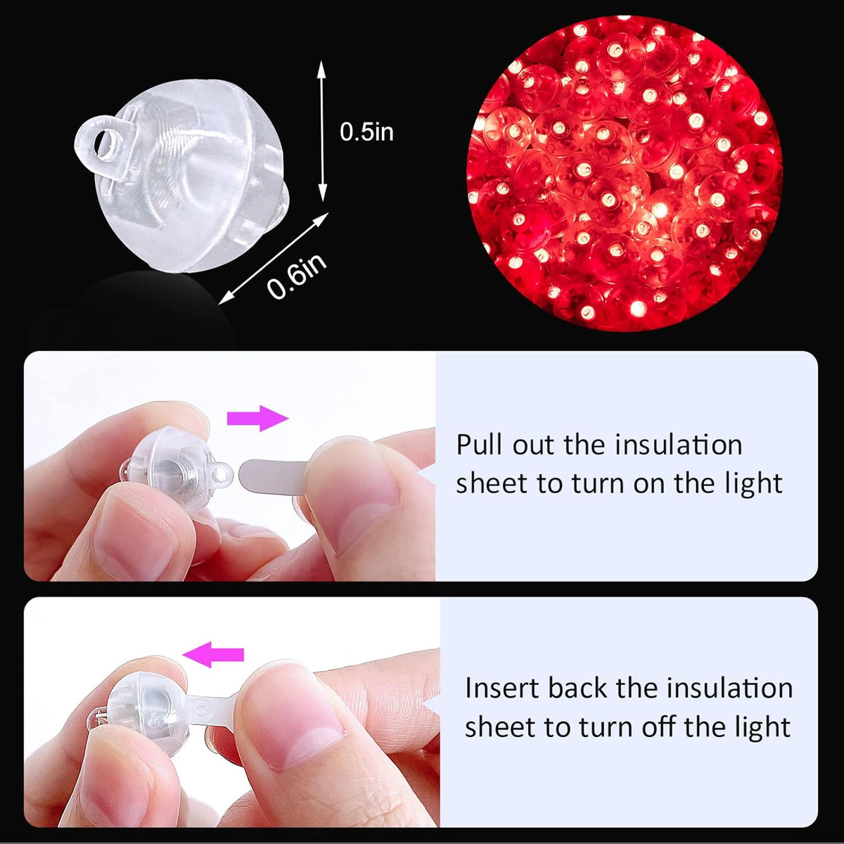 ZGWJ 50PCs Mini Led Lights, Led Balloons Light for Party Decorations Neon Party Lights for Paper