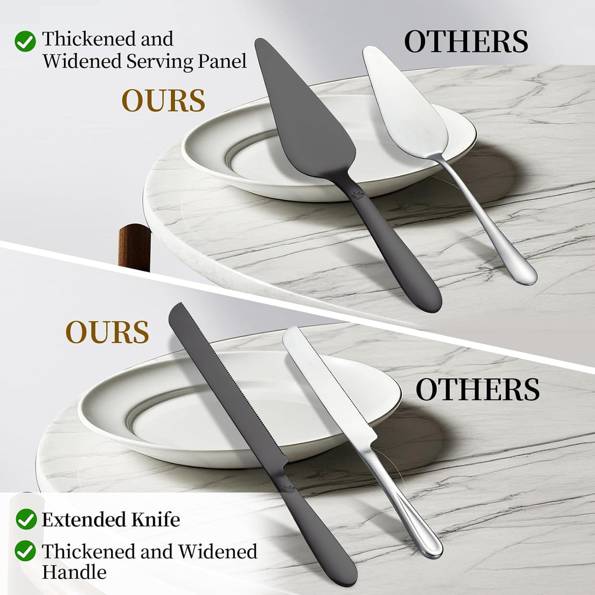 Cake Cutting Set for Wedding - Extended Cake Knife and Server Set Thickened Stainless Steel 13.0"
