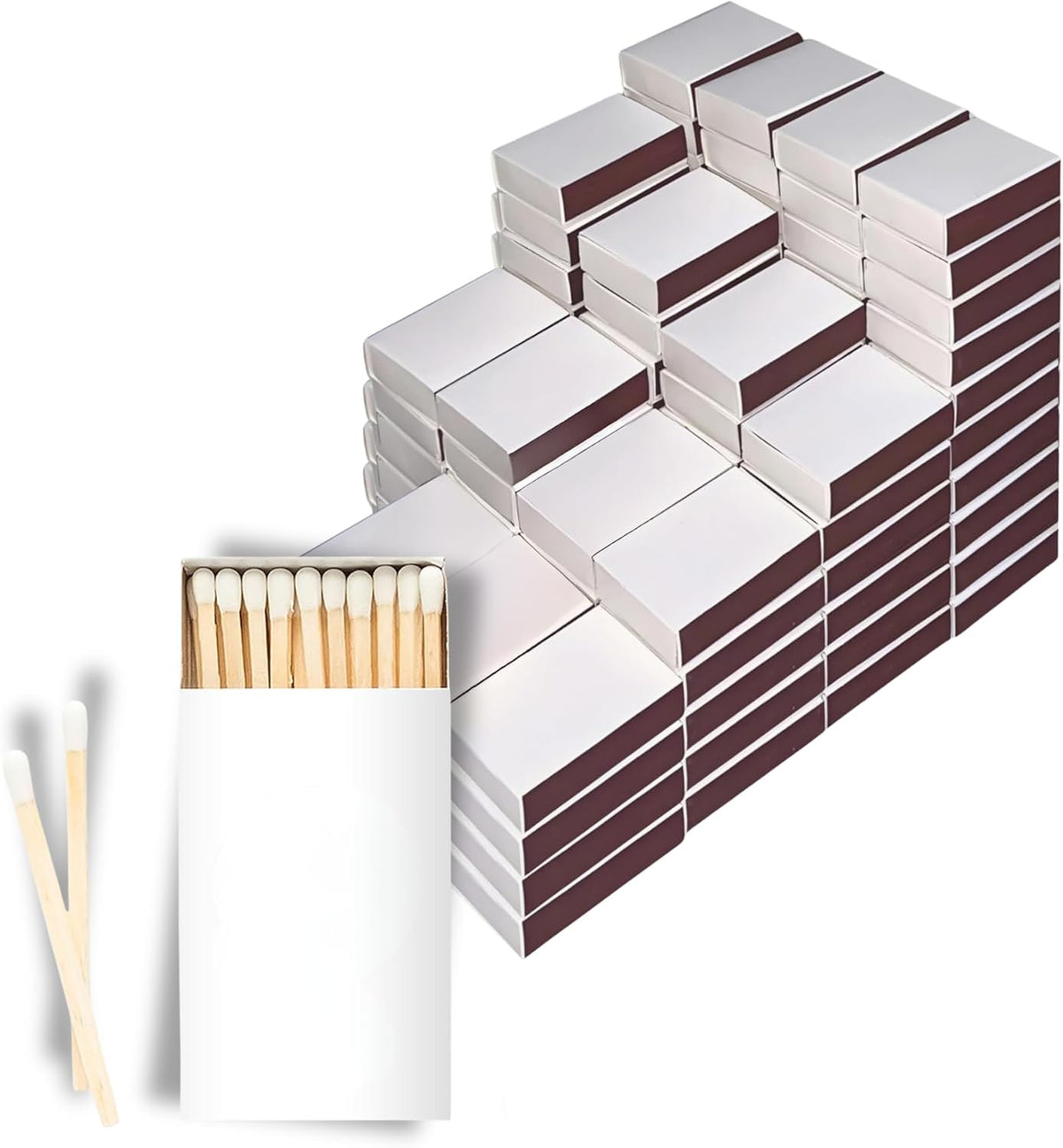 250 Boxes Blank White Wooden Matches | Strike on Box Matchboxes Traditional Wooden Matchsticks |