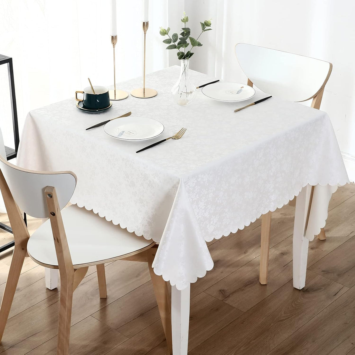 Smiry Square Table Cloth, Waterproof Heavy Duty Vinyl Tablecloths, Wipeable Washable Table Cover