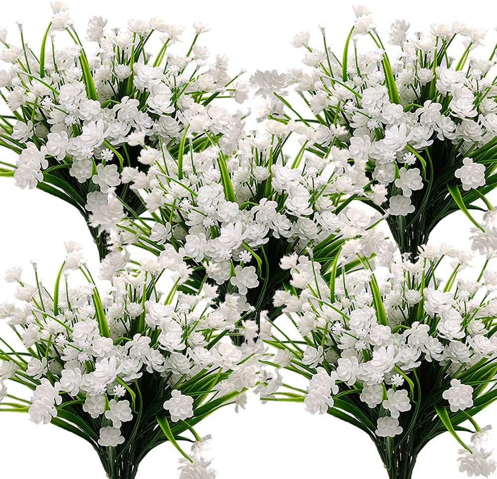 10 Bundles Artificial Flowers Outdoor UV Resistant Fake Plants Indoor Outside Hanging Planter Home