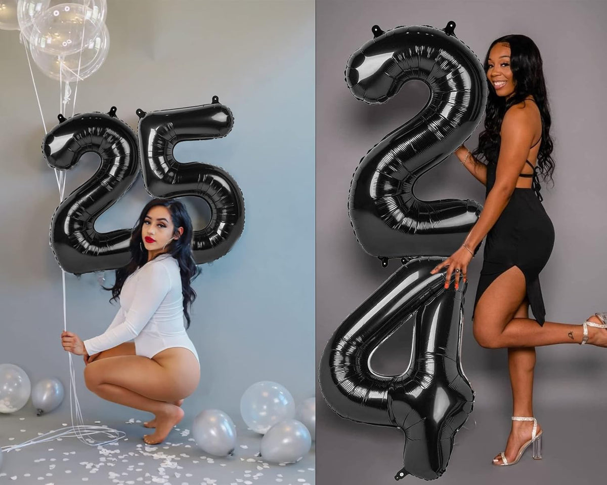 40 Inch Black Number Balloon 0-9(Zero-Nine), Big Size Happy Birthday Balloon, Foil Helium Big