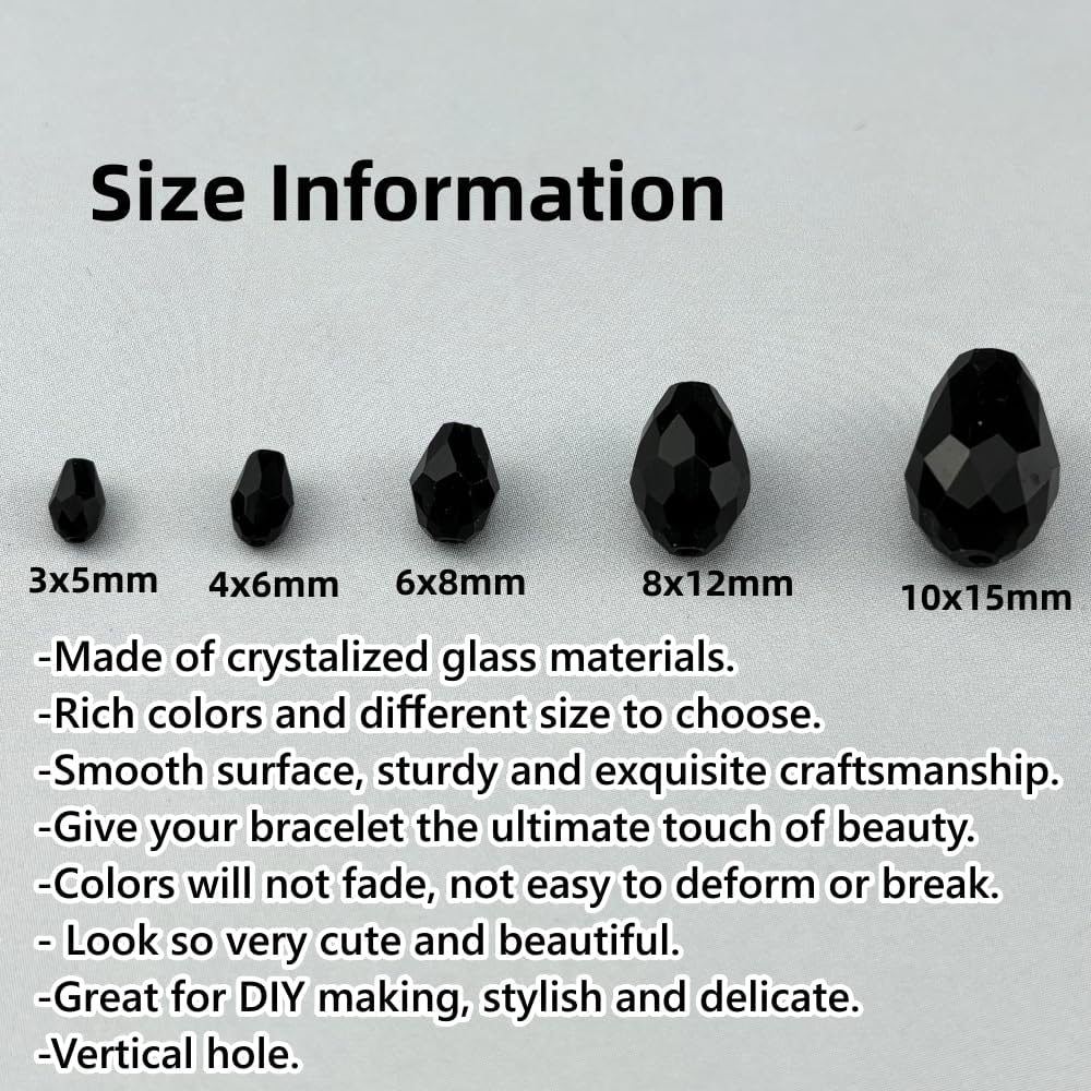 150pcs 4x6mm Teardrop Crystal Glass Beads for Jewelry Making, Faceted Vertical Hole Teardrop Glass