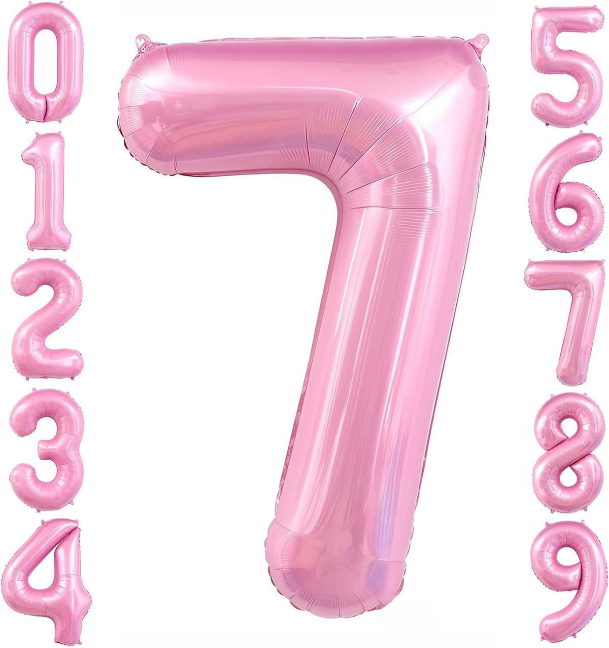 Pastel Pink 7 Balloon, Light Pink 6 Balloons Number,40 Inch Helium Foil Mylar Number 7 Balloon for