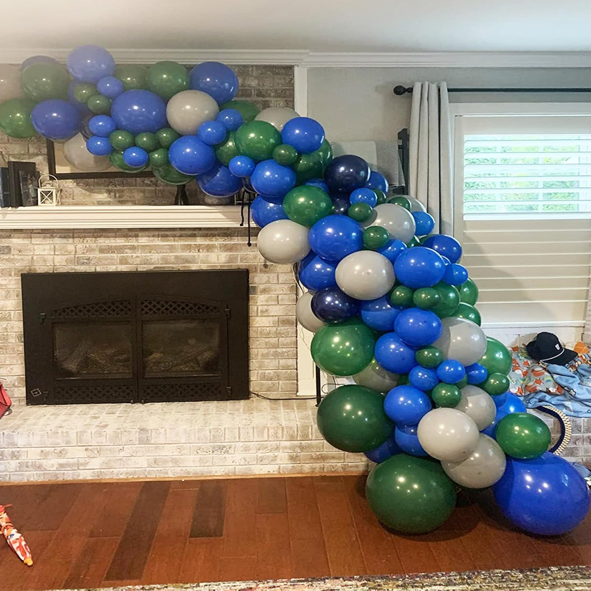 Balloons Green and Blue, 60Pcs 12 Inch Navy Blue Green White Latex Party Balloons for Kids