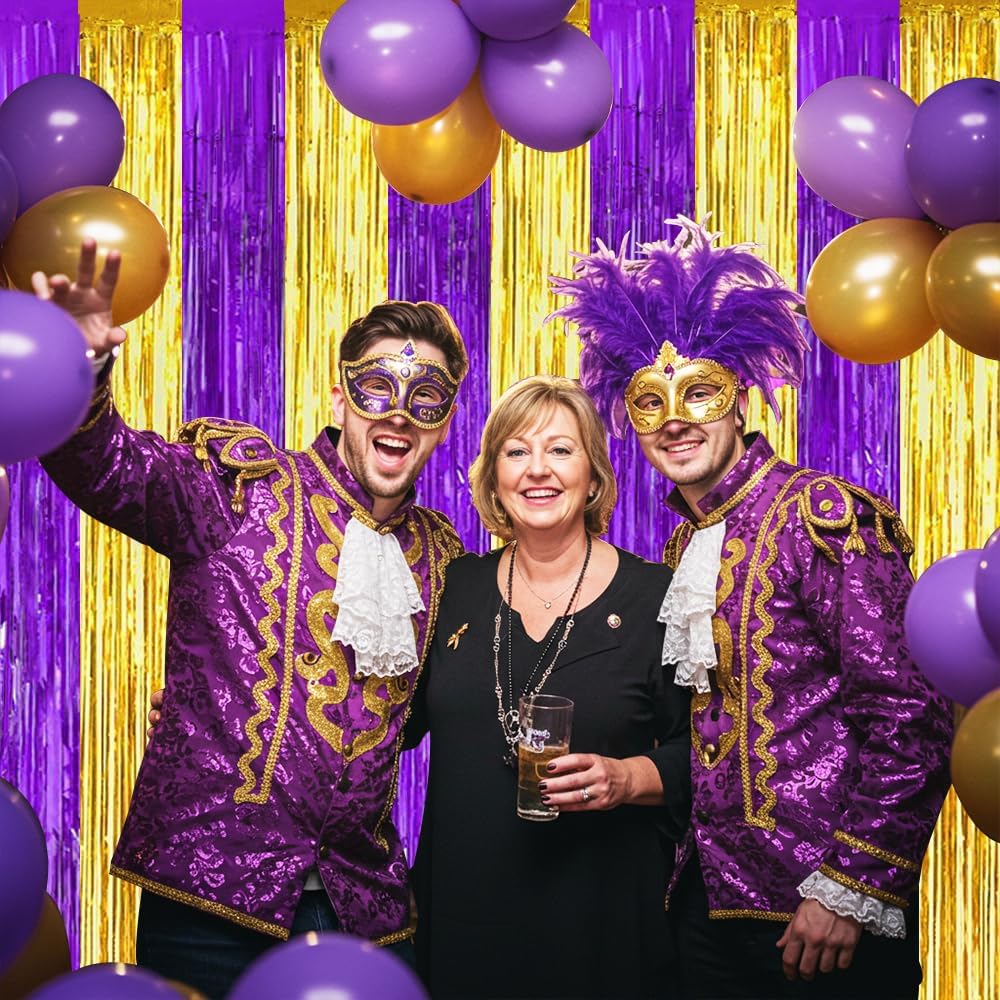 BEISHIDA 2Pcs Purple Gold Door Streamers Congrats Grade 2025 Decoration Backdrop Foil Fringe Tinsel