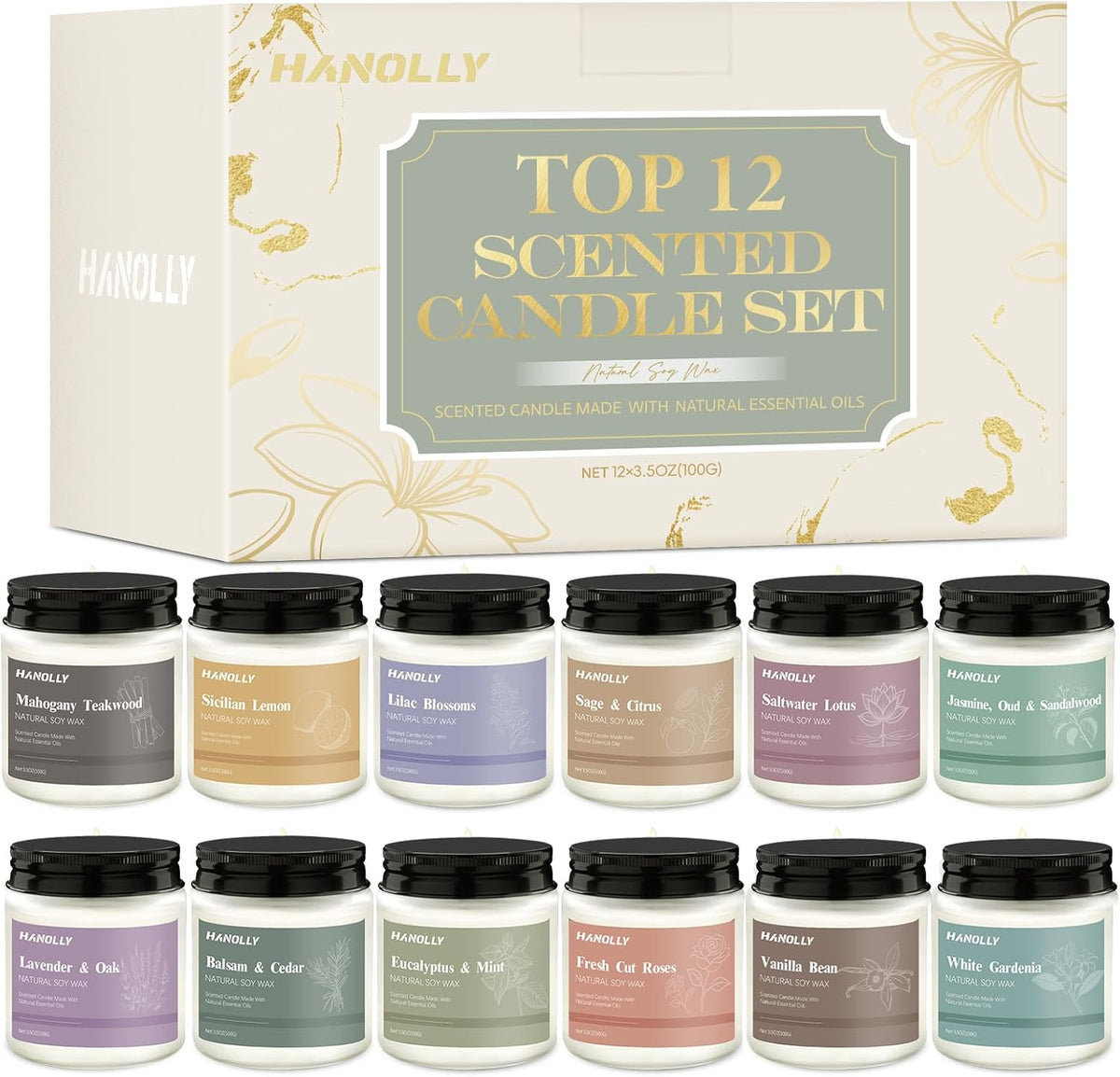 12 Pack Candles for Home Scented, Aromatherapy Candles Gifts Set for Women, Lavender, Vanilla