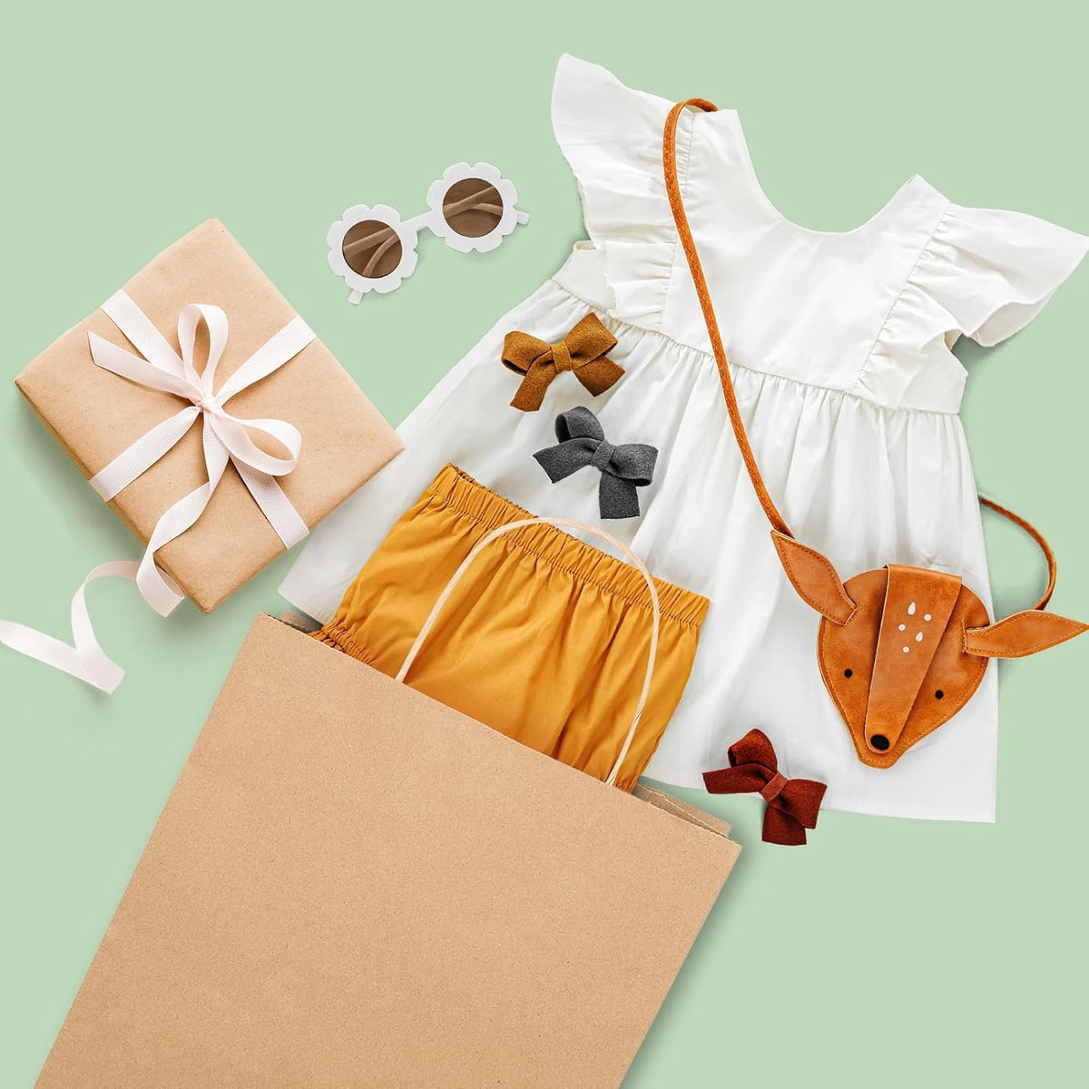 GSSUSA Brown Kraft Paper Gift Bag with Handles, 10x5x13 Bulk Shopping Grocery Paper Bags 200 Pcs
