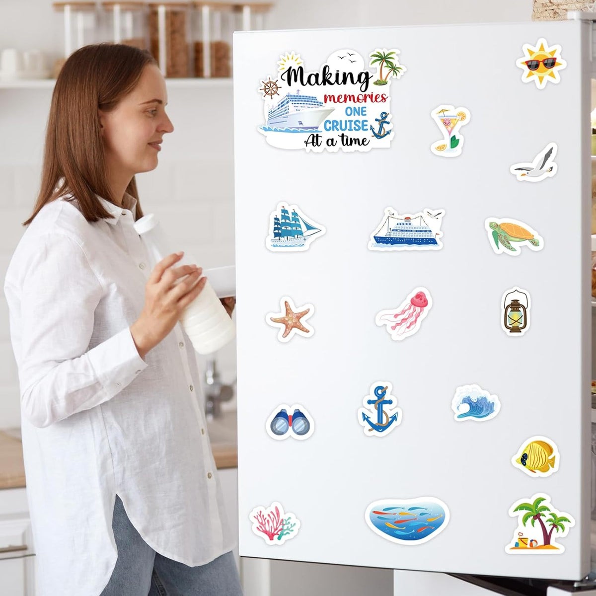 Cruise Door Decorations Magnetic, 27 Pcs Large Nautical Cruise Ship Magnets for Door Funny Carnival