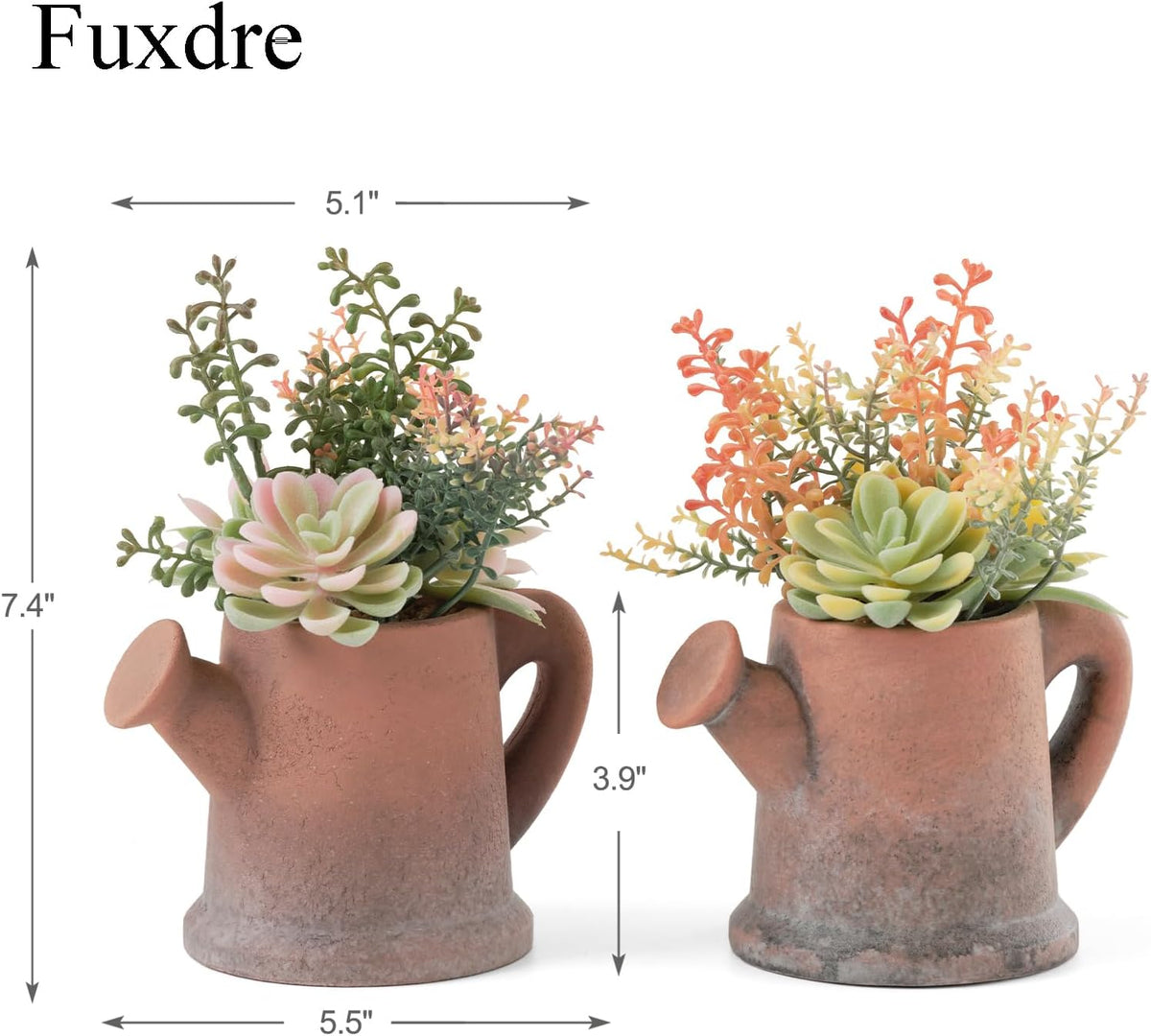 2-Pack Artificial Succulent Plants in Vintage Pots - Waterproof Fake Plants for Home Office Desk
