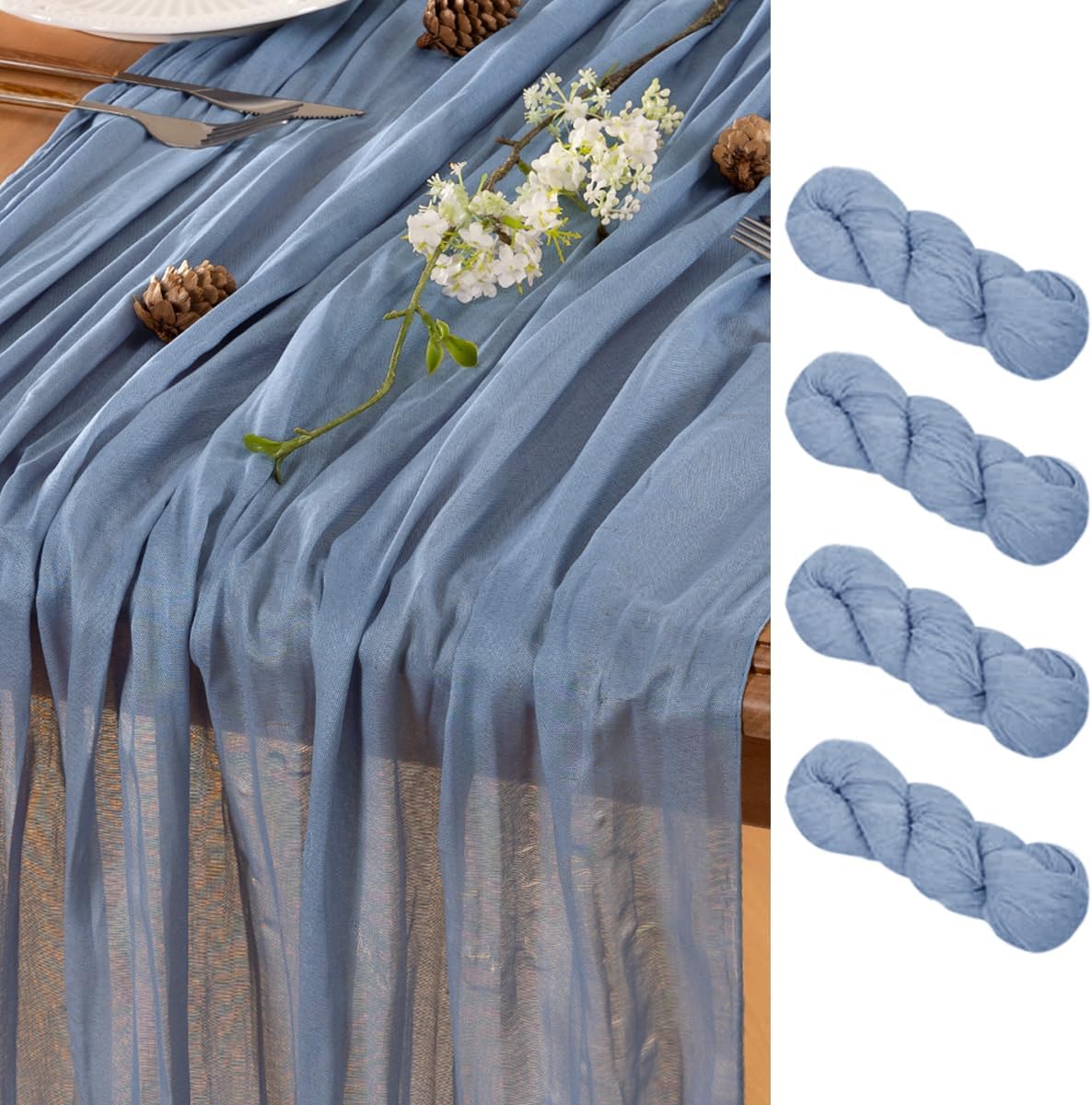 Dusty Blue Table Runner Cheesecloth Table Runner 4 Pack 10FT Farmhouse Table Runners 120 Inches