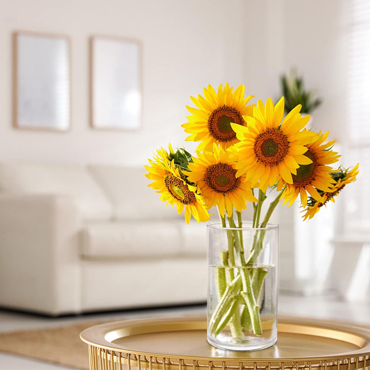 6 Pack Clear Glass Cylinder Vases, 6 Inch Flowers Vase, Floating Candle Holder for Table