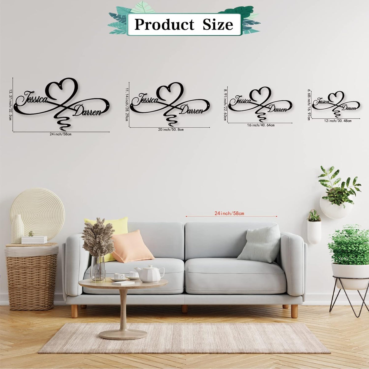 Personalized Infinity Symbol, Metal Love Sign, Love Sign Infinity Heart Sign Metal Wall Decor