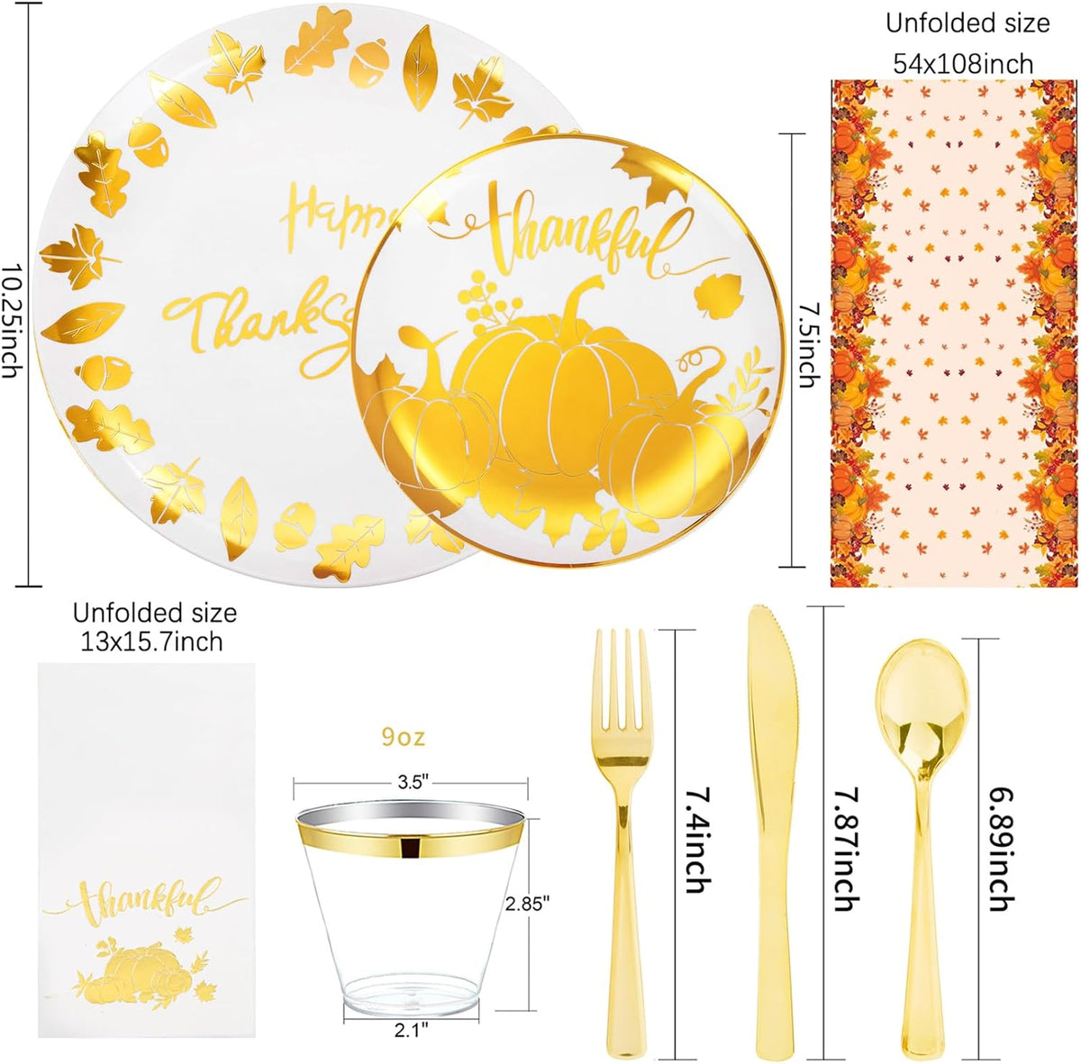 Festiva 176Pcs Thanksgiving Plastic Plates - Heavy Duty Thanksgiving Plates - Thanksgiving