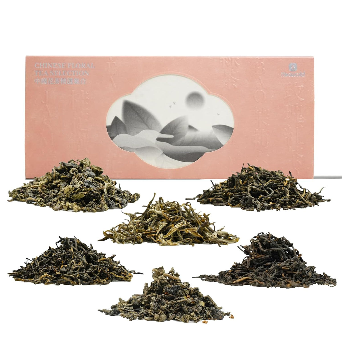 iTeaworld Chinese Flower Tea Sampler - 6 Flavor Mixed Pack (Jasmine Black/Green/Tieguanyin/Liu Bao