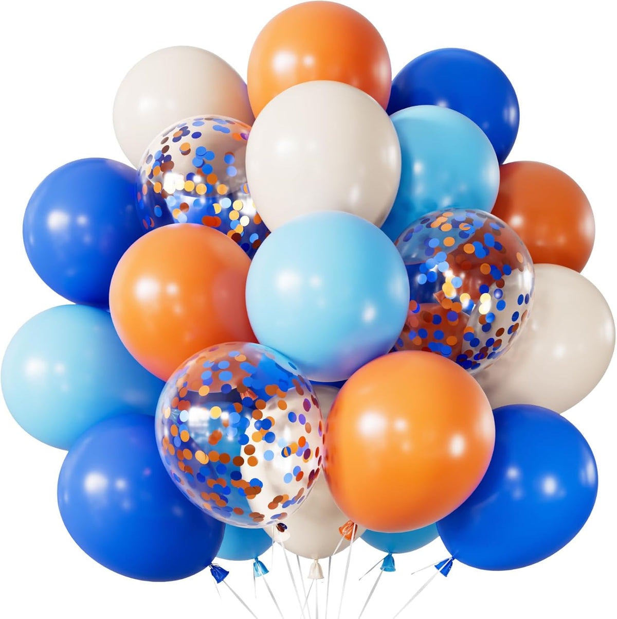 Blue and Orange Balloons – 12 Inch Blue Orange Balloons Set Thick Nude Balloon Shiny Confetti Latex