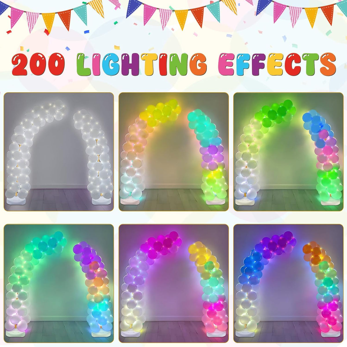 OurWarm Balloon Arch Kit with LED Lights, 9.35FT & 6FT Free Bending Half Balloon Arch Stand with