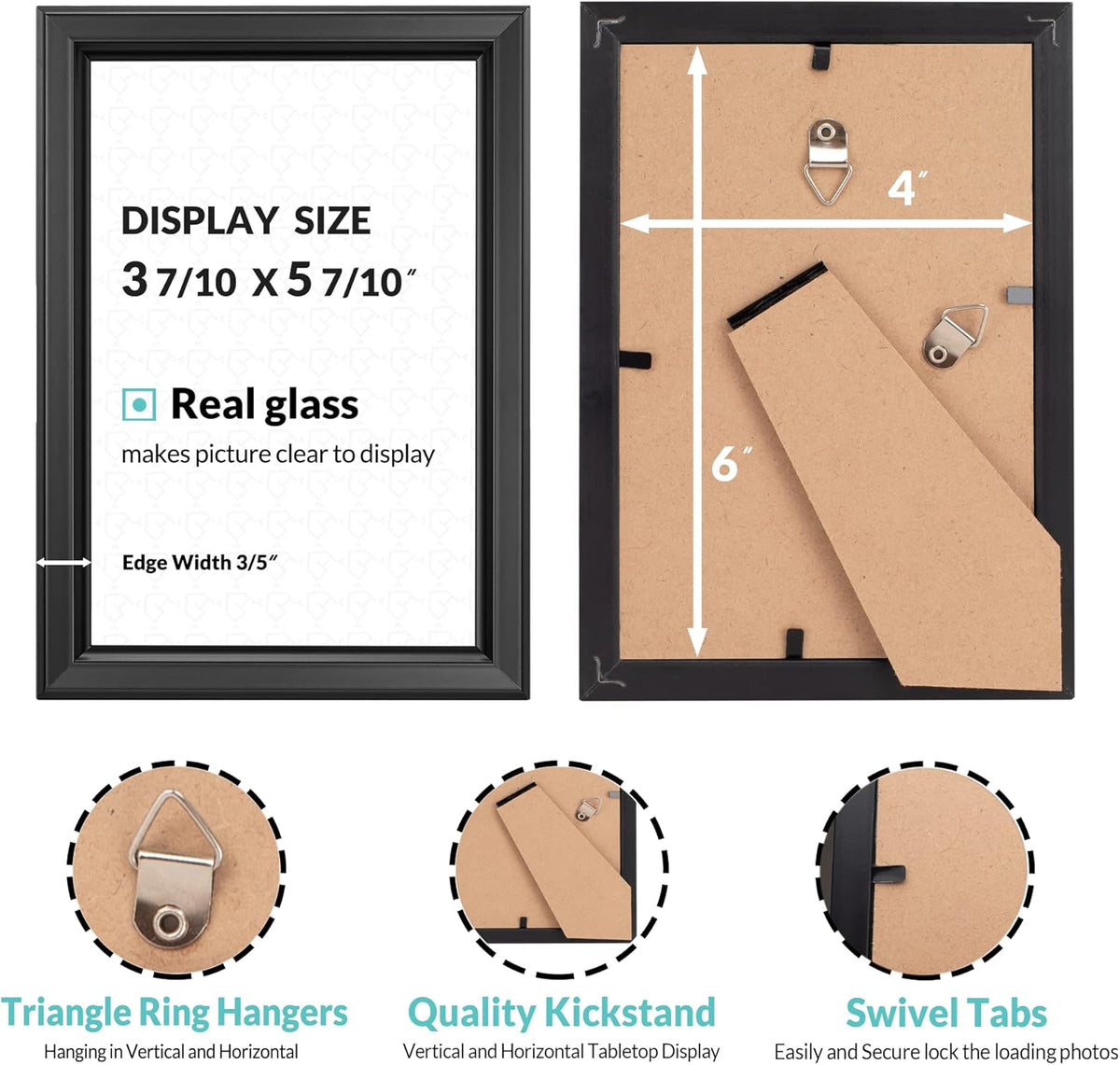 LaVie Home 4x6 Picture Frames (12 Pack, Black) Simple Designed Photo Frame with High Definition