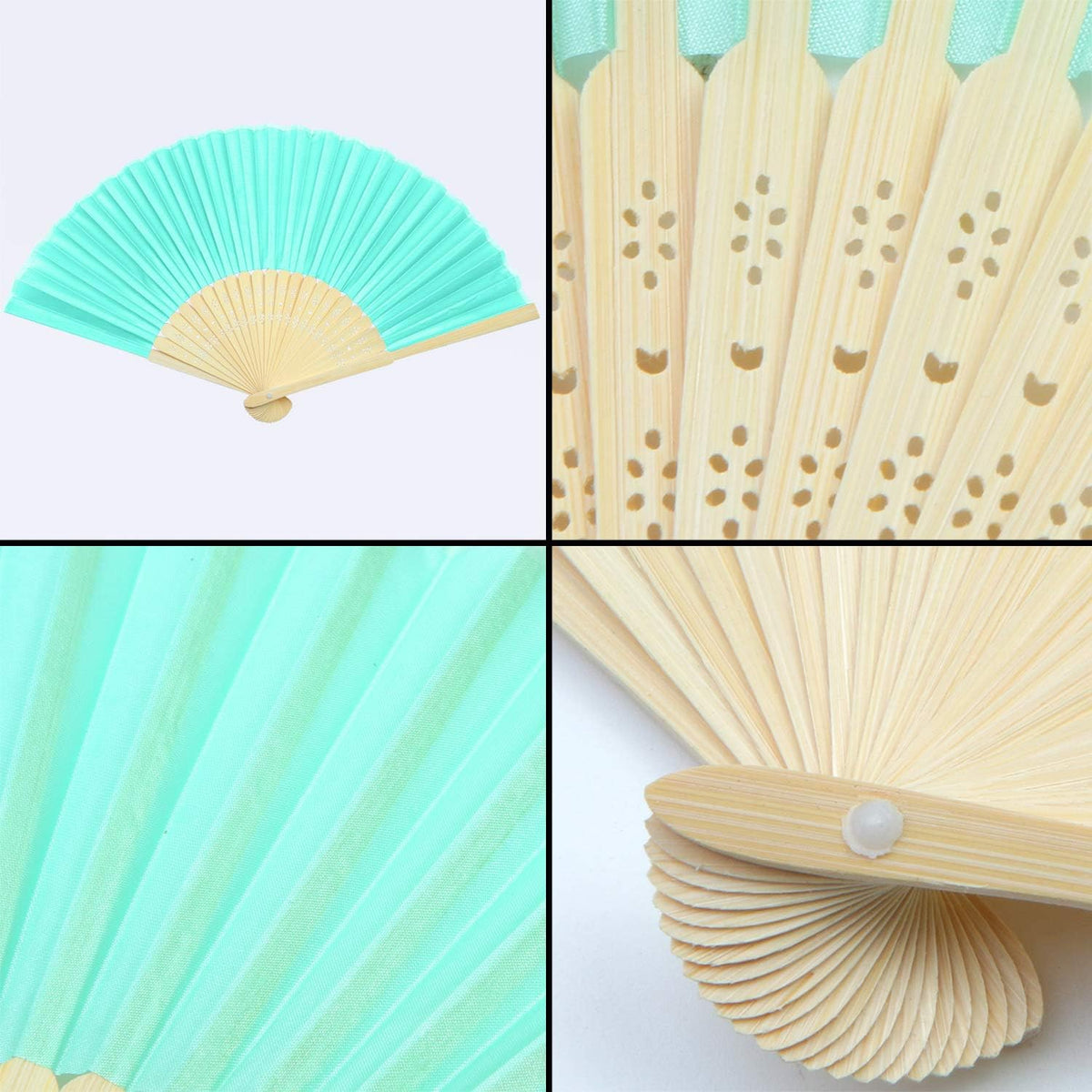 Aneco 18 Pieces 18 Colors Handheld Fans Cloth Hand Fans Bamboo Folding Fans for Wedding Decoration
