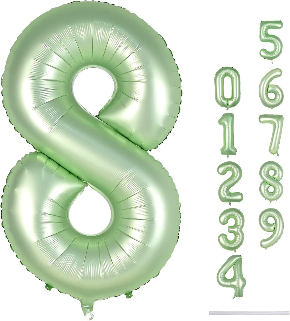 Sage Green Balloon Number 8, 40 Inch Large Self Inflating Foil Number Balloons 0-9, Olive Green
