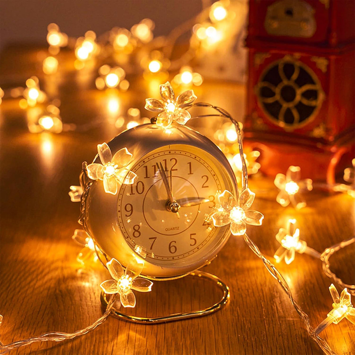 Decorative Flower String Lights for Bedroom, Battery Operated & USB Plug in 10 FT 30 LED Cute Fairy