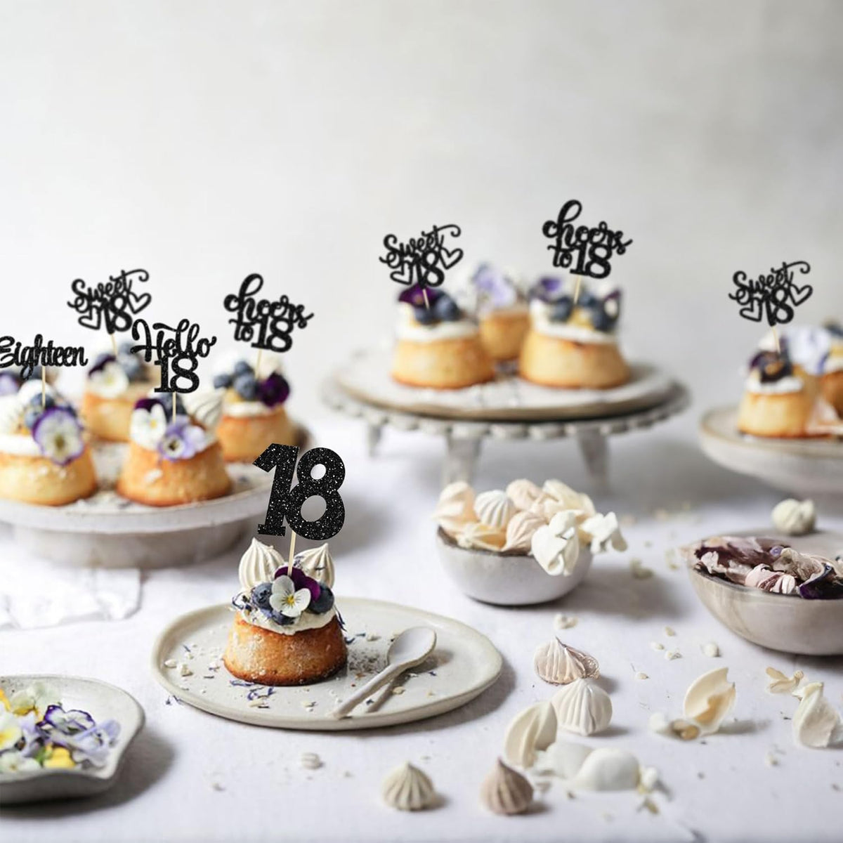 30Pcs18th Birthday Cupcake Toppers Eighteen Happy 18th Cupcake Picks Sweet 18 Cheers to 18 Cake