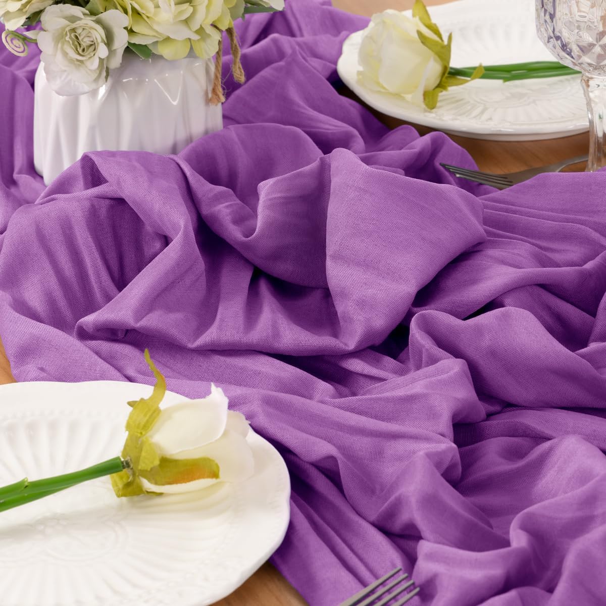 Purple Table Runner Cheesecloth Table Runner 14FT Farmhouse Table Runners 160 Inches Fall Table
