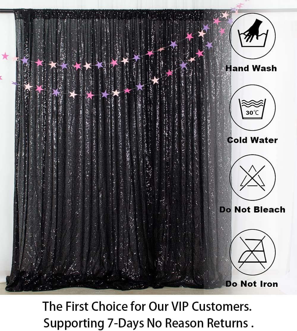 ShinyBeauty Black Sequin Backdrop 10FTx10FT Photo Backdrops for Wedding Sparkle Backdrop for